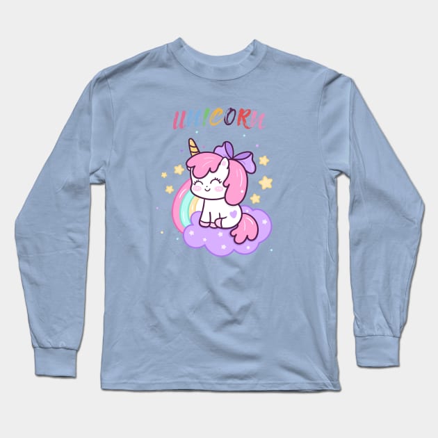 Unicorn Chubby Lover Long Sleeve T-Shirt by JeffDesign